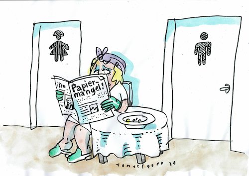 Cartoon: Papiermangel (medium) by Jan Tomaschoff tagged rohstioffe,papier,mangel,rohstioffe,papier,mangel