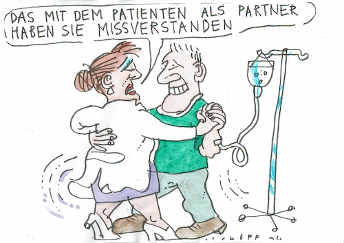 Cartoon: Partner (medium) by Jan Tomaschoff tagged ärztin,arzt,patient,in,ärztin,arzt,patient,in