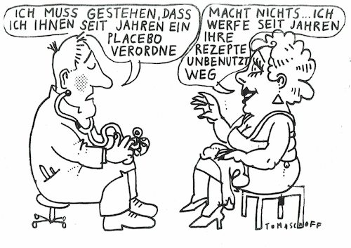 Cartoon: Placebo 1 (medium) by Jan Tomaschoff tagged absprachen,verhltnis,zwischen,arzt,und,patient,absprachen,verhltnis,zwischen,arzt,und,patient