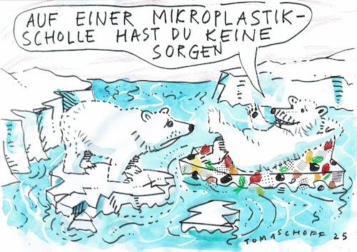 Cartoon: Plastik (medium) by Jan Tomaschoff tagged klima,eisbär,temperatur,meer,mikroplastik,klima,eisbär,temperatur,meer,mikroplastik