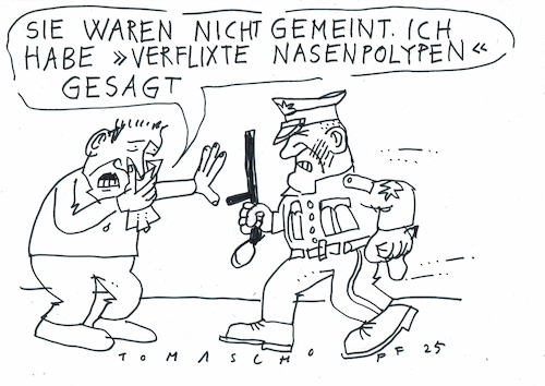 Cartoon: Polyp (medium) by Jan Tomaschoff tagged gesundheit,nasenpolyp,gesundheit,nasenpolyp