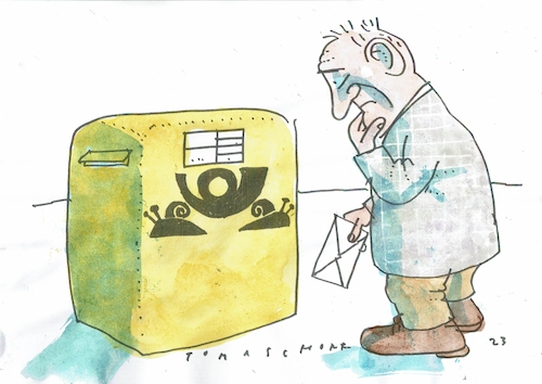 Cartoon: Post (medium) by Jan Tomaschoff tagged postpannen,langsamkeit,postpannen,langsamkeit