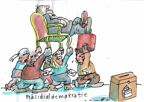 Cartoon: Präsidialdemokratie (medium) by Jan Tomaschoff tagged demokratie,autorität,meinungsvielfalt,diktatur,demokratie,autorität,meinungsvielfalt,diktatur