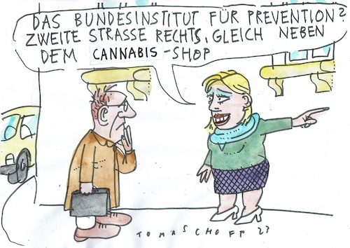 Cartoon: Prävention (medium) by Jan Tomaschoff tagged gesundheit,prävention,cannabis,gesundheit,prävention,cannabis