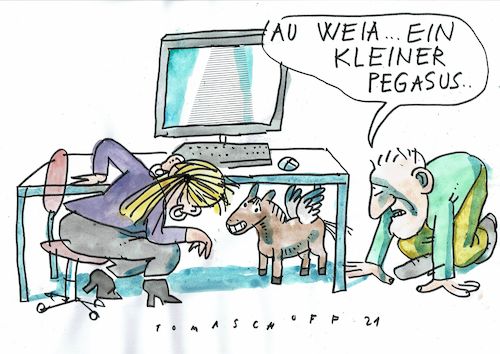 Cartoon: Prgasus (medium) by Jan Tomaschoff tagged cyberangriff,internet,cyberangriff,internet