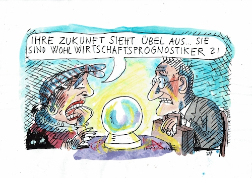 Cartoon: Prognosen (medium) by Jan Tomaschoff tagged wirtschaft,prognosen,wirtschaft,prognosen