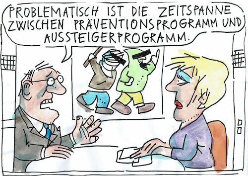 Cartoon: Programme (medium) by Jan Tomaschoff tagged kriminalität,radikalität,prävention,aussteigerprogramm,kriminalität,radikalität,prävention,aussteigerprogramm