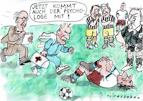 Cartoon: Psycho (medium) by Jan Tomaschoff tagged fussball,verletzung,psychologie,fussball,verletzung,psychologie