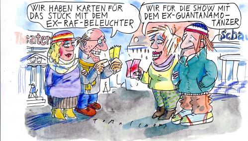 Cartoon: RAF (medium) by Jan Tomaschoff tagged raf,christian,klar,terroristen,kultur,theater,guantanamo