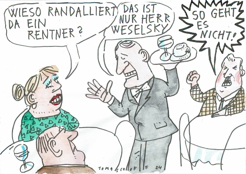 Cartoon: Randale (medium) by Jan Tomaschoff tagged weselsky,lokführer,gewerkschaft,weselsky,lokführer,gewerkschaft