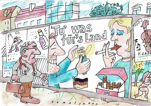 Cartoon: Rauchen (medium) by Jan Tomaschoff tagged tabaksteuer,haushalt,gesundheit,geld,tabaksteuer,haushalt,gesundheit,geld