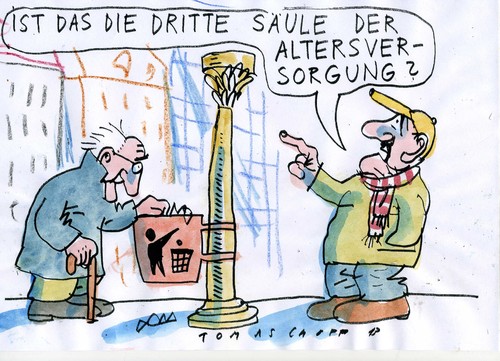Cartoon: Rente (medium) by Jan Tomaschoff tagged rente,alter,armut,rente,alter,armut