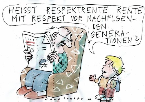 Cartoon: Respektrente (medium) by Jan Tomaschoff tagged rente,demografie,alter,jugend,rente,demografie,alter,jugend
