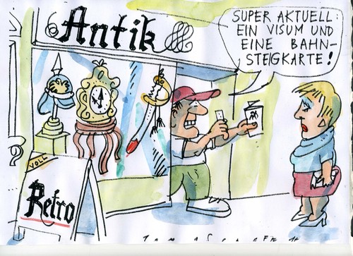 Cartoon: retro (medium) by Jan Tomaschoff tagged flüchtlinge,flüchtlinge