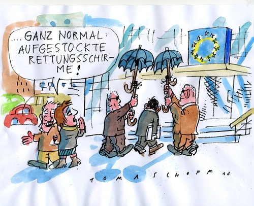 Cartoon: Rettungsschirme (medium) by Jan Tomaschoff tagged rettungsschirme,europa,eurozone,rettungsschirme,europa,eurozone
