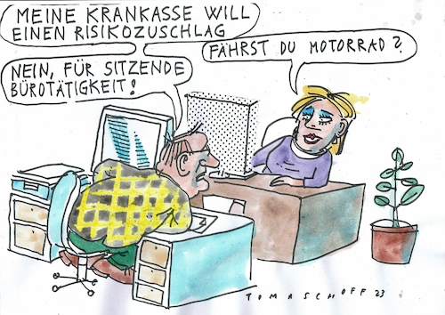 Cartoon: Risiko (medium) by Jan Tomaschoff tagged gesundheit,sitzen,bewegungsmangel,gesundheit,sitzen,bewegungsmangel