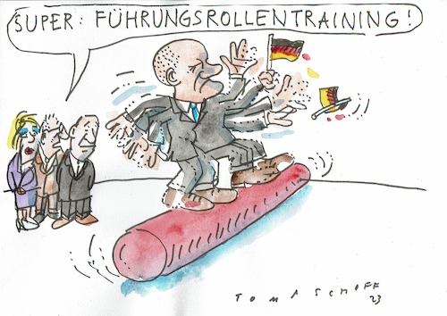 Cartoon: Rolle (medium) by Jan Tomaschoff tagged dutschland,welt,führungsrolle,dutschland,welt,führungsrolle