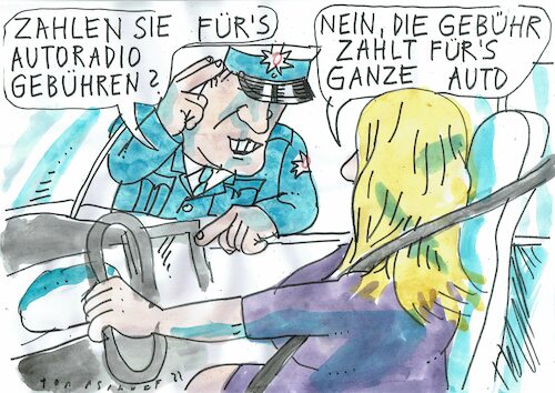 Cartoon: Rundfunkgebühr (medium) by Jan Tomaschoff tagged rundfunkgebühr,rbb,intendantin,rundfunkgebühr,rbb,intendantin