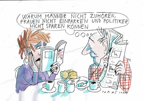Cartoon: Sachbuch (medium) by Jan Tomaschoff tagged kommunikation,männer,frauen,politiker,finanzen,kommunikation,männer,frauen,politiker,finanzen