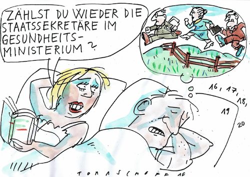 Cartoon: Schlaf (medium) by Jan Tomaschoff tagged schlaf,gesundheit,gesundheitsminister,bürokratie,schlaf,gesundheit,gesundheitsminister,bürokratie