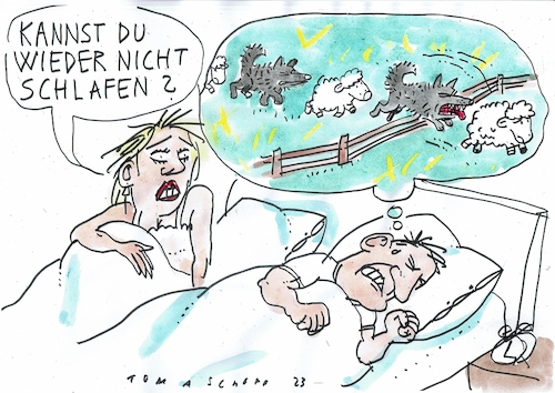 Cartoon: Schlaf (medium) by Jan Tomaschoff tagged wolf,schafe,schlaf,wolf,schafe,schlaf