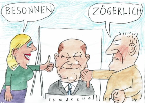 Cartoon: Scholz (medium) by Jan Tomaschoff tagged scholz,führung,besonnenheit,zögern,scholz,führung,besonnenheit,zögern