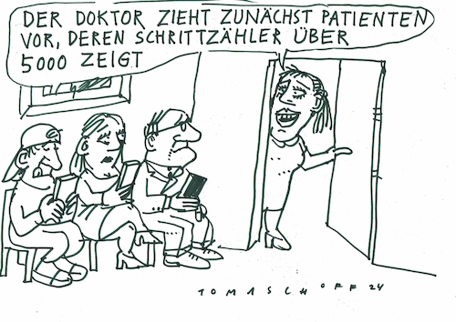 Cartoon: Schrittzähler (medium) by Jan Tomaschoff tagged medizin,gesundheit,bewegung,medizin,gesundheit,bewegung