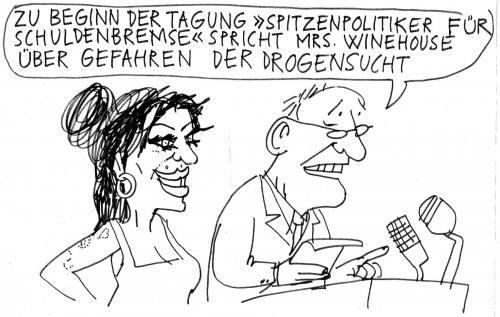 Cartoon: Schuldensucht (medium) by Jan Tomaschoff tagged staatshaushalt,schulden,verschuldung,staatsverschuldung,sucht,amy,winehouse,drogen,steuern