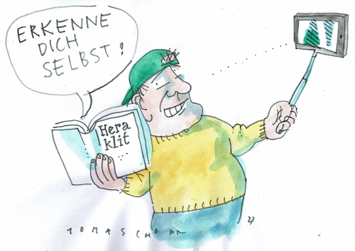 Cartoon: selbst (medium) by Jan Tomaschoff tagged erkenntnis,selbst,eitelkeit,erkenntnis,selbst,eitelkeit