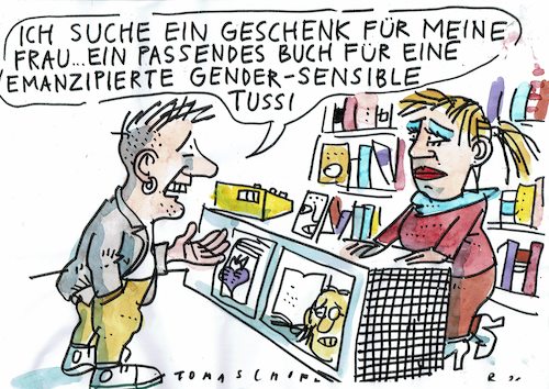 Cartoon: sensibel (medium) by Jan Tomaschoff tagged frau,mann,gender,emanzipation,frau,mann,gender,emanzipation