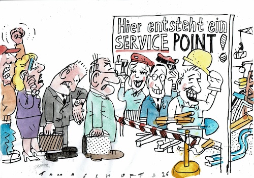 Cartoon: Service (medium) by Jan Tomaschoff tagged deutsche,bahn,sercie,baumassnahmen,infrastruktur,deutsche,bahn,sercie,baumassnahmen,infrastruktur