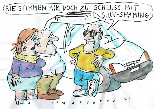 Cartoon: Shaming (medium) by Jan Tomaschoff tagged body,suv,auto,body,suv,auto