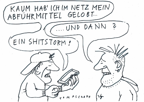 Cartoon: Shitstorms (medium) by Jan Tomaschoff tagged shitstorm,stuhlgang,abführmittel,shitstorm,stuhlgang,abführmittel