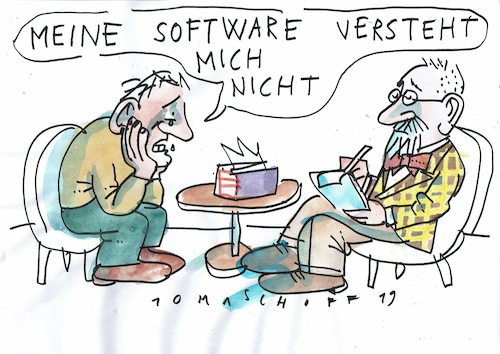 Cartoon: Software (medium) by Jan Tomaschoff tagged pc,internet,beziehungen,pc,internet,beziehungen