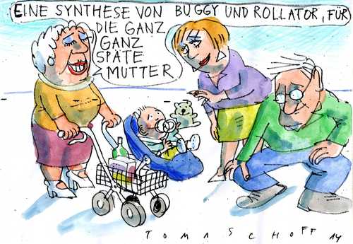 Cartoon: späte Mütter (medium) by Jan Tomaschoff tagged famile,kinder,famile,kinder