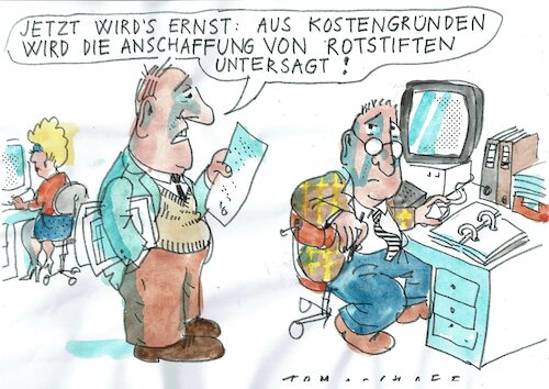 Cartoon: Sparen (medium) by Jan Tomaschoff tagged krise,sparzwang,verwaltung,krise,sparzwang,verwaltung