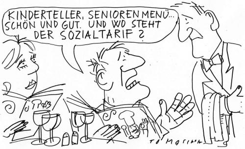 Cartoon: Speisekarte (medium) by Jan Tomaschoff tagged generationen,sozialtarif,kinder,alte,senioren