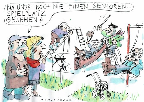 Cartoon: Spielplatz (medium) by Jan Tomaschoff tagged alter,senioren,alter,senioren