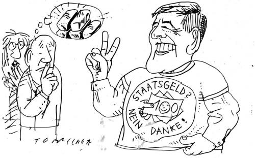 Cartoon: Staatsknete (medium) by Jan Tomaschoff tagged deutsche,bank,ackermann,rettungspaket,bürgschaften,victory