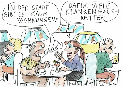 Cartoon: Stad Land (medium) by Jan Tomaschoff tagged unterschied,stadt,lend,wohnungsnot,krankenhaus,unterschied,stadt,lend,wohnungsnot,krankenhaus