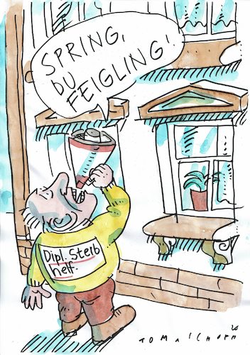 Cartoon: Sterbehilfe (medium) by Jan Tomaschoff tagged sterbehilfe,suizid,sterbehilfe,suizid
