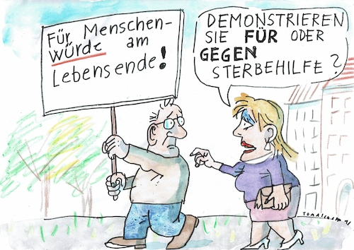 Cartoon: Sterbehilfe (medium) by Jan Tomaschoff tagged würde,tod,sterbehilfe,würde,tod,sterbehilfe