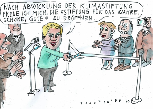 Cartoon: Stiftung (medium) by Jan Tomaschoff tagged klima,russland,gas,ideale,klima,russland,gas,ideale