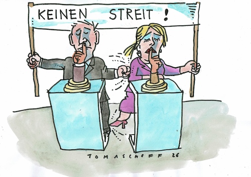 Cartoon: Streit (medium) by Jan Tomaschoff tagged streit,koalition,harmonie,streit,koalition,harmonie