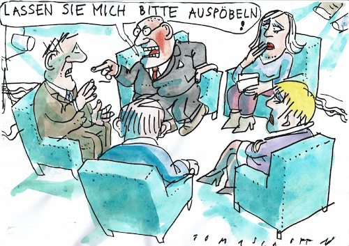 Cartoon: Streitkulrultur (medium) by Jan Tomaschoff tagged diskussion,talkshow,toleranz,diskussion,talkshow,toleranz