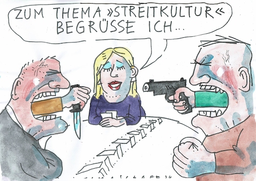 Cartoon: Streitkultur (medium) by Jan Tomaschoff tagged toleranz,zuhören,streitkultur,toleranz,zuhören,streitkultur
