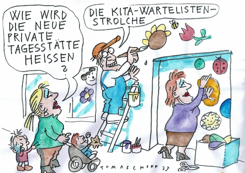 Cartoon: Strolche (medium) by Jan Tomaschoff tagged kita,mangel,kita,mangel