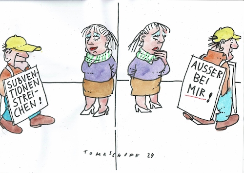 Cartoon: Subventionen (medium) by Jan Tomaschoff tagged subventionen,finanzen,egoismus,staat,subventionen,finanzen,egoismus,staat