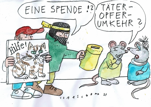 Cartoon: Täter Opfer (medium) by Jan Tomaschoff tagged konflikte,nahost,täter,opfer,konflikte,nahost,täter,opfer