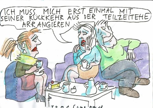 Cartoon: Teilzeit (medium) by Jan Tomaschoff tagged teilzeit,rückkehr,jobs,teilzeit,rückkehr,jobs